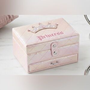 🐣🌸 Claire's Princess Iridescent Jewelry Box with Mirror & Drawer 💞